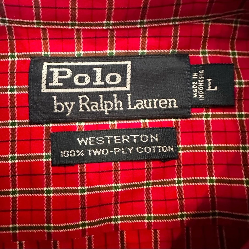 Polo Ralph Lauren Westerton 100% Cotton Button Up Shirt Men's‎ Large Red Plaid